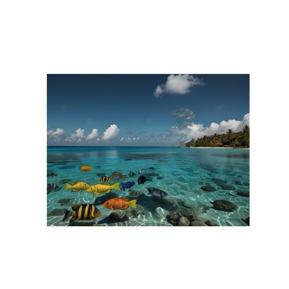 HANDCRAFTED digital art print a view of the ocean and water